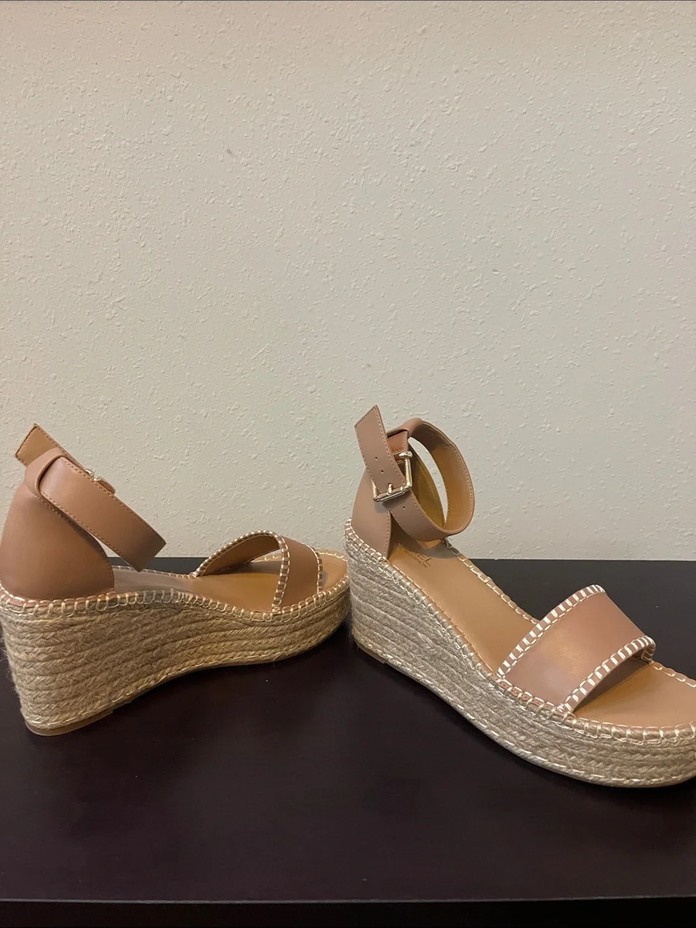 MICHAEL Michael Kors Nude/Tan Espadrille Wedge Sandals with Ankle Strap